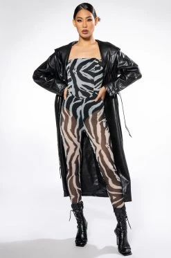 I LOVE IT ZEBRA FITTED MESH JUMPSUIT -AKIRA Shop i love it zebra fitted mesh jumpsuit black white 3 3