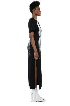 ILLUSIONS EMBELLISHED SPIKE DETAIL GRAPHIC MAXI DRESS -AKIRA Shop illusions embellished spike detail graphic maxi dress black 5 5