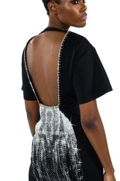 ILLUSIONS EMBELLISHED SPIKE DETAIL GRAPHIC MAXI DRESS -AKIRA Shop illusions embellished spike detail graphic maxi dress black 7 7