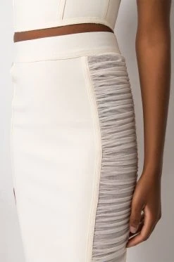 IN MY BAG MESH DETAIL BANDAGE MIDI SKIRT -AKIRA Shop in my bag mesh detail bandage midi skirt ivory 6 6