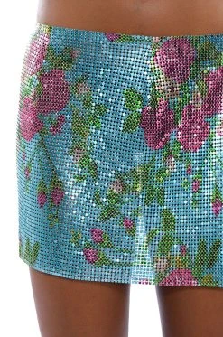 IN THE MOMENT FLORAL CHAINMAIL SKIRT 27 IN THE MOMENT FLORAL CHAINMAIL SKIRT -AKIRA Shop in the moment floral chainmail skirt blue multi 13 13