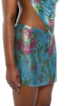 IN THE MOMENT FLORAL CHAINMAIL SKIRT 18 IN THE MOMENT FLORAL CHAINMAIL SKIRT -AKIRA Shop in the moment floral chainmail skirt blue multi 4 4
