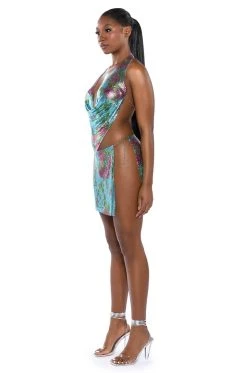 IN THE MOMENT FLORAL CHAINMAIL SKIRT 22 IN THE MOMENT FLORAL CHAINMAIL SKIRT -AKIRA Shop in the moment floral chainmail skirt blue multi 8 8