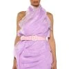 ISADORA BELTED HALTER NECK MINI DRESS -AKIRA Shop isadora belted halter neck mini dress light purple 1 1