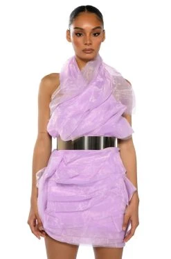 ISADORA BELTED HALTER NECK MINI DRESS -AKIRA Shop isadora belted halter neck mini dress light purple 4 4