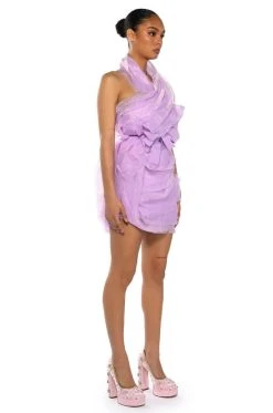 ISADORA BELTED HALTER NECK MINI DRESS -AKIRA Shop isadora belted halter neck mini dress light purple 7 7