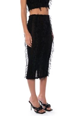ITS A WRAP MACRAME MESH BODYCON MIDI SKIRT -AKIRA Shop its a wrap macrame mesh bodycon midi skirt black 2 2