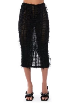 ITS A WRAP MACRAME MESH BODYCON MIDI SKIRT -AKIRA Shop its a wrap macrame mesh bodycon midi skirt black 5 5