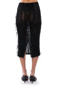 ITS A WRAP MACRAME MESH BODYCON MIDI SKIRT -AKIRA Shop its a wrap macrame mesh bodycon midi skirt black 7 7