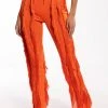 JOSEFINA FRINGE DETAIL JOGGERS -AKIRA Shop josefina fringe detail joggers orange 1 1