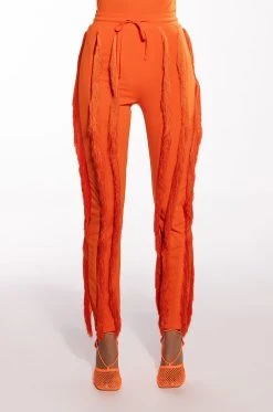 JOSEFINA FRINGE DETAIL JOGGERS -AKIRA Shop josefina fringe detail joggers orange 3 3