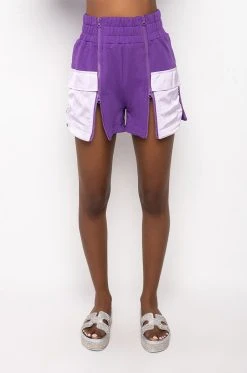 KAIA SATIN DETAIL SHORT 12 KAIA SATIN DETAIL SHORT -AKIRA Shop kaia satin detail short purple 3 3 c1
