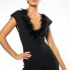 KYANITE FEATHERED ROMPER -AKIRA Shop kyanite feathered romper black 1 1