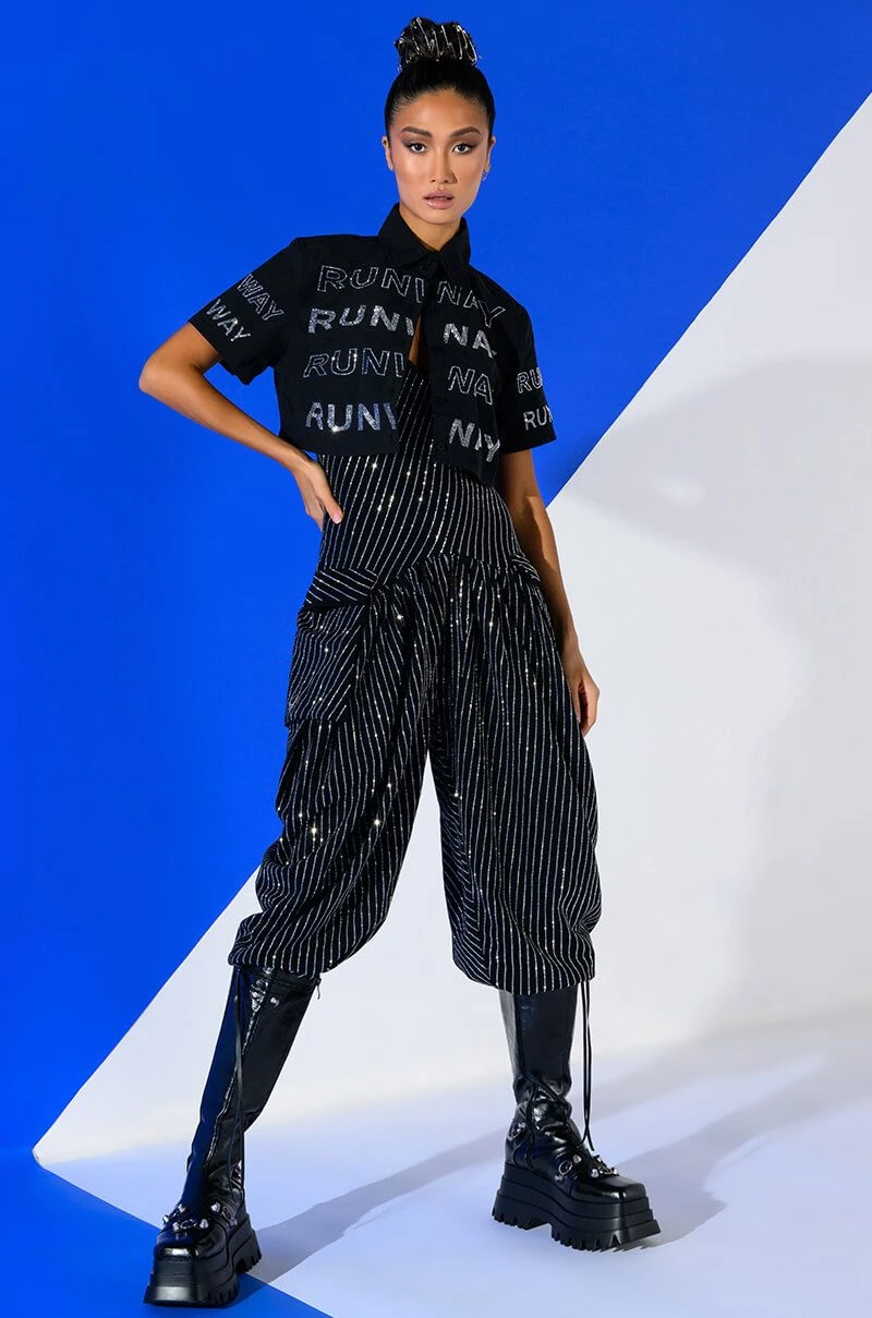 LONDON RHINESTONE STRIPE RELAXED FIT HALTER NECK JUMPSUIT 4 LONDON RHINESTONE STRIPE RELAXED FIT HALTER NECK JUMPSUIT - Image 3