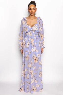 LOOKS CAN FOOL YOU FLORAL MAXI DRESS -AKIRA Shop looks can fool you floral maxi dress purple multi 2 2