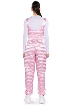 LUSH QUILTED SATIN SLEEVELESS JUMPSUIT -AKIRA Shop lush quilted satin sleeveless jumpsuit pink 4 4