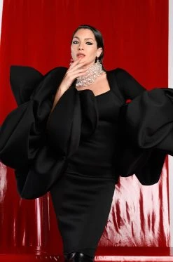 MADDI EXTREME SLEEVE SCUBA MIDI DRESS -AKIRA Shop maddi extreme sleeve scuba midi dress black 4 4