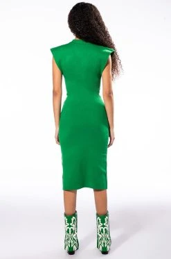MIDNIGHT CITY KNIT MIDI DRESS -AKIRA Shop midnight city knit midi dress green 3 3