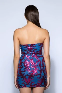 MIDNIGHT SPECIAL SEQUIN DETAILED MINI DRESS -AKIRA Shop midnight special sequin detailed mini dress blue 5 5