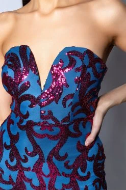 MIDNIGHT SPECIAL SEQUIN DETAILED MINI DRESS -AKIRA Shop midnight special sequin detailed mini dress blue 6 6