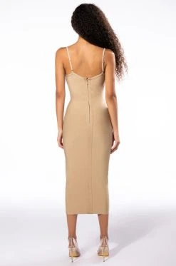MIGHT BE IT MIDI BANDAGE DRESS -AKIRA Shop might be it midi bandage dress light brown 3 3