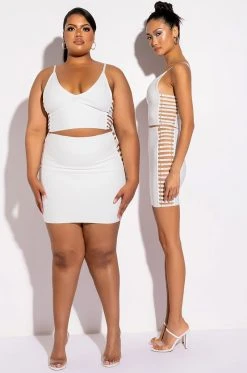 MISBEHAVED BANDAGE CUTOUT MINI SKIRT -AKIRA Shop misbehaved bandage cutout mini skirt white 7 7