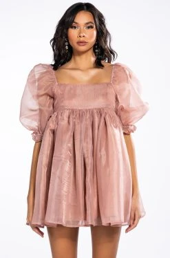 MISS HONEY SHORT SLEEVE BABYDOLL MINI DRESS -AKIRA Shop miss honey long sleeve babydoll mini dress taupe 3 3