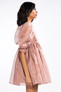 MISS HONEY SHORT SLEEVE BABYDOLL MINI DRESS -AKIRA Shop miss honey long sleeve babydoll mini dress taupe 4 4