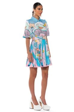 MY FANTASY COLLARED MINI DRESS -AKIRA Shop my fantasy collared mini dress blue multi 5 5 c1