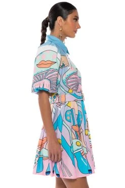 MY FANTASY COLLARED MINI DRESS -AKIRA Shop my fantasy collared mini dress blue multi 6 6 c1