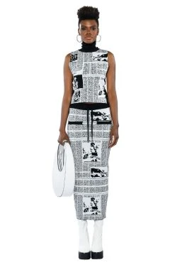 NEWSWORTHY KNIT MAXI SKIRT -AKIRA Shop newsworthy knit maxi skirt black multi 6 6