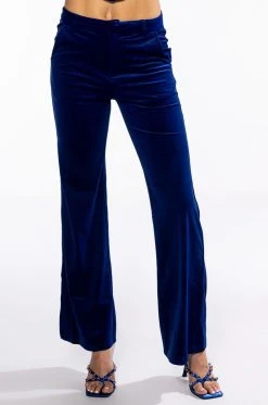 NIGHT MOVES VELVET WIDE LEG TROUSER -AKIRA Shop night moves velvet wide leg trouser royal blue 5 5