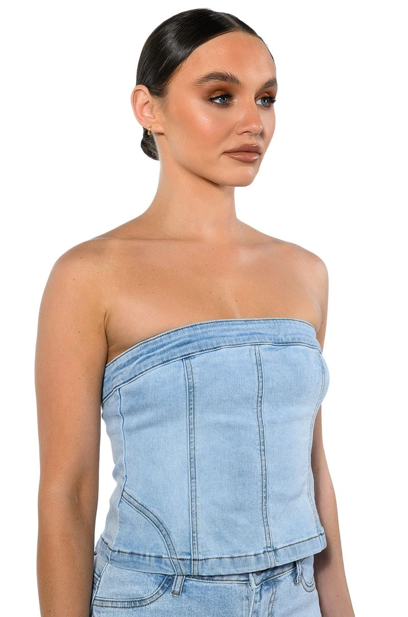 NOT YOUR AVERAGE GIRL DENIM STRAPLESS TOP 6 NOT YOUR AVERAGE GIRL DENIM STRAPLESS TOP - Image 4
