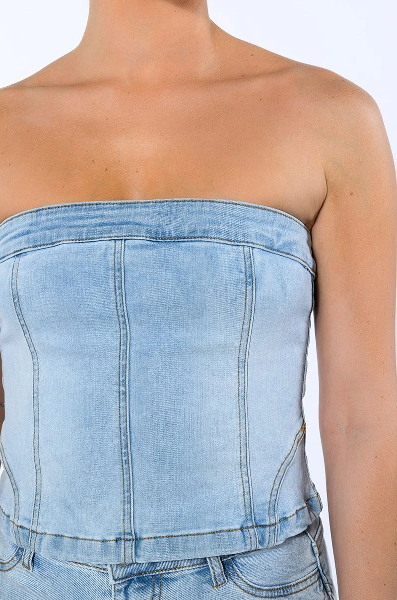 NOT YOUR AVERAGE GIRL DENIM STRAPLESS TOP 9 NOT YOUR AVERAGE GIRL DENIM STRAPLESS TOP - Image 7
