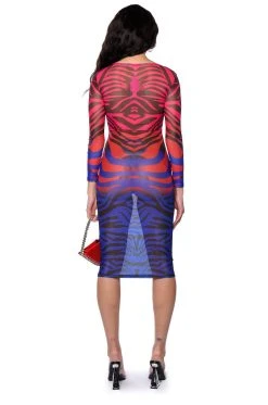 NOTHING BUT TROUBLE LONG SLEEVE MIDI DRESS -AKIRA Shop nothing but trouble long sleeve midi dress pink multi 4 4