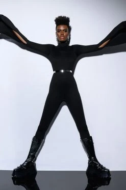 ON TOP DRAMATIC SLEEVE CATSUIT -AKIRA Shop on top dramatic sleeve catsuit black 3 3