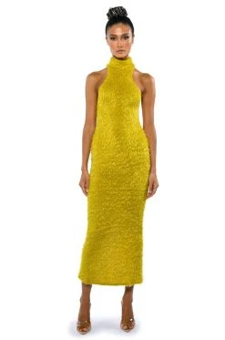 ON WE GO TEXTURED MAXI DRESS IN CHARTREUSE -AKIRA Shop on we go textured maxi dress in chartreuse dark yellow 3 3
