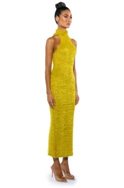 ON WE GO TEXTURED MAXI DRESS IN CHARTREUSE -AKIRA Shop on we go textured maxi dress in chartreuse dark yellow 4 4