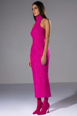 AKIRA Shop -AKIRA Shop on we go textured maxi dress fuchsia 2 2