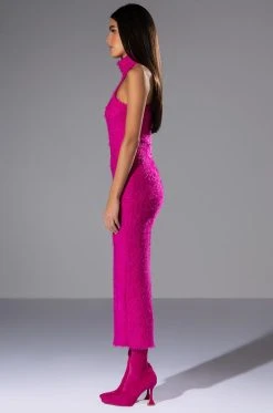 ON WE GO TEXTURED MAXI DRESS -AKIRA Shop on we go textured maxi dress fuchsia 4 4