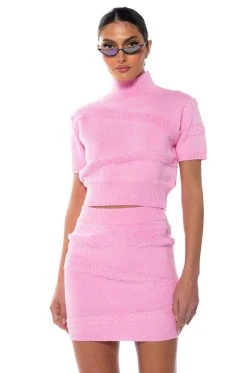 ON WEDNESDAYS COZY KNIT SKIRT -AKIRA Shop on wednesdays cozy knit skirt light pink 4 4 c1