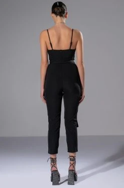 PERFECT FIT SLEEVELESS BELTED JUMPSUIT -AKIRA Shop perfect fit sleeveless belted jumpsuit black 4 4