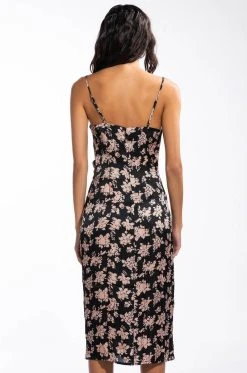 PICTURE OF CLASS SATIN SLIP DRESS -AKIRA Shop picture of class satin slip dress black multi 5 5