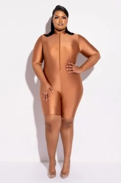 PLUS ON MY TIME MOCK NECK ROMPER -AKIRA Shop plus on my time mock neck romper mauve 3 3