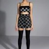 POP STAR CHECKERED RHINESTONE SHORT -AKIRA Shop pop star checkered rhinestone short black white 4 4