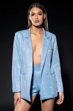 POP STAR SHINE BRIGHT RHINESTONE HOT SHORT IN LIGHT BLUE -AKIRA Shop pop star shine bright rhinestone hot short in light blue light blue 2 2