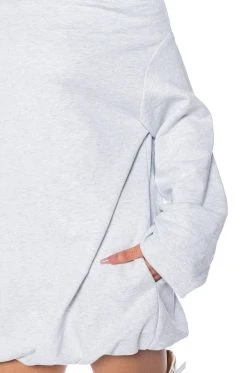 RELAXED CUTIE FRENCH TERRY OFF THE SHOULDER MINI DRESS -AKIRA Shop relaxed cutie french terry off the shoulder mini dress heather grey 8 8 c1 c1