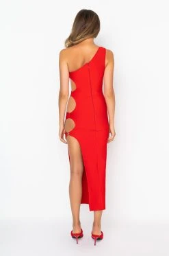 SAVE IT FOR THE DANCE ONE SLEEVE MAXI DRESS -AKIRA Shop save it for the dance one sleeve maxi dress red 4