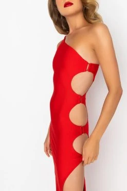 SAVE IT FOR THE DANCE ONE SLEEVE MAXI DRESS -AKIRA Shop save it for the dance one sleeve maxi dress red 5