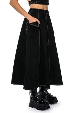 SECRET ADMIRER DENIM MAXI SKIRT 11 SECRET ADMIRER DENIM MAXI SKIRT -AKIRA Shop secret admirer denim maxi skirt black 2 2